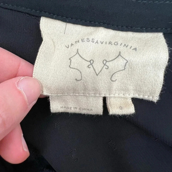 Anthropologie Vanessa Virginia Sheer Lace black Boho Long Sleeve Dress Size 0 - Picture 10 of 11